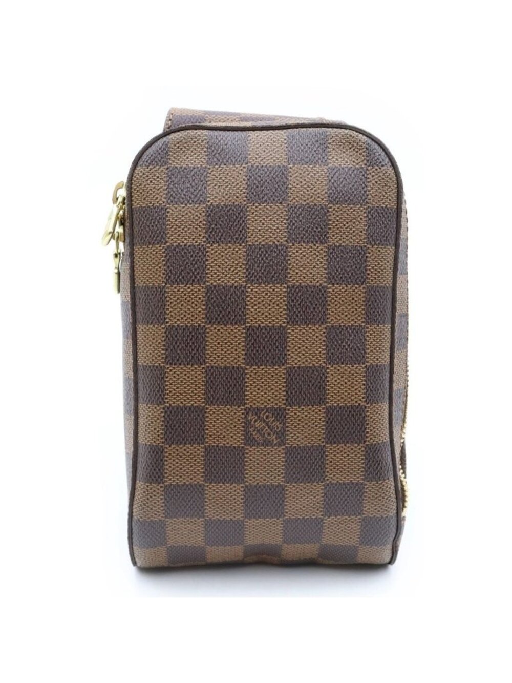 Louis Vuitton Damier Geronimos Shoulder Bag Brown Leather Gold